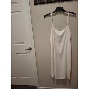 Lafayette 148‎ New York Large White Satin Midi Elegant Cami Slip Dress
